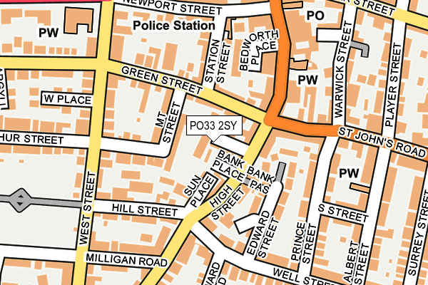 PO33 2SY map - OS OpenMap – Local (Ordnance Survey) PO33 2SY map - OS OpenMap – Local (Ordnance Survey)