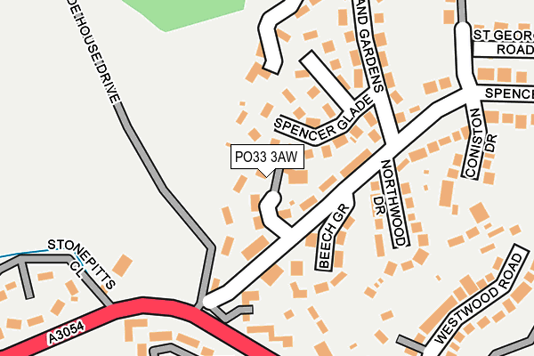 PO33 3AW map - OS OpenMap – Local (Ordnance Survey) PO33 3AW map - OS OpenMap – Local (Ordnance Survey)
