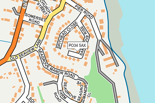 PO34 5AX map - OS OpenMap – Local (Ordnance Survey) PO34 5AX map - OS OpenMap – Local (Ordnance Survey)