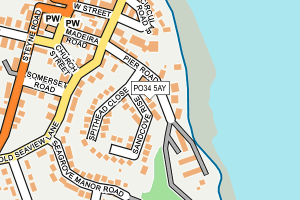 PO34 5AY map - OS OpenMap – Local (Ordnance Survey) PO34 5AY map - OS OpenMap – Local (Ordnance Survey)