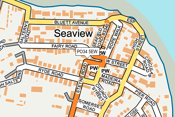 PO34 5EW map - OS OpenMap – Local (Ordnance Survey) PO34 5EW map - OS OpenMap – Local (Ordnance Survey)