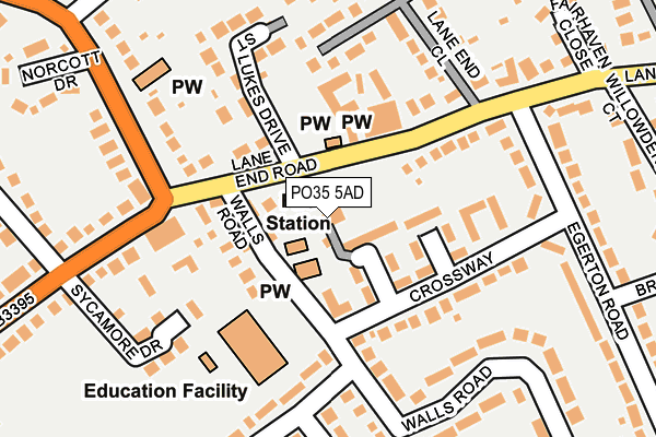 PO35 5AD map - OS OpenMap – Local (Ordnance Survey) PO35 5AD map - OS OpenMap – Local (Ordnance Survey)