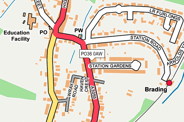 PO36 0AW map - OS OpenMap – Local (Ordnance Survey) PO36 0AW map - OS OpenMap – Local (Ordnance Survey)