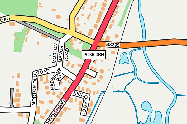 PO36 0BN map - OS OpenMap – Local (Ordnance Survey) PO36 0BN map - OS OpenMap – Local (Ordnance Survey)