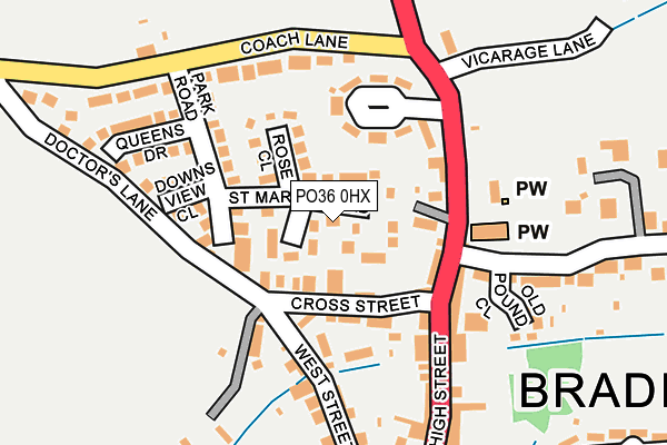 PO36 0HX map - OS OpenMap – Local (Ordnance Survey) PO36 0HX map - OS OpenMap – Local (Ordnance Survey)