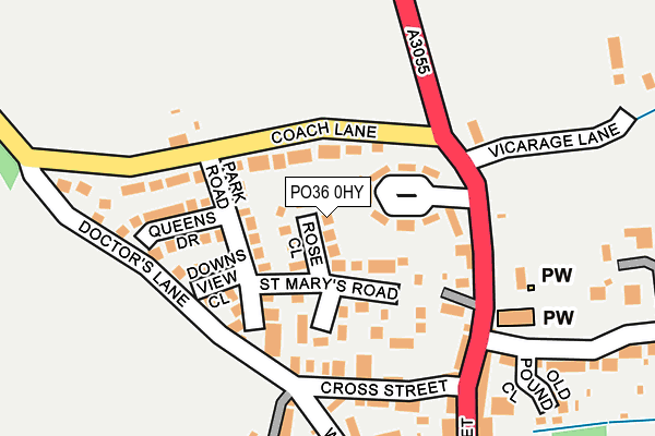 PO36 0HY map - OS OpenMap – Local (Ordnance Survey) PO36 0HY map - OS OpenMap – Local (Ordnance Survey)