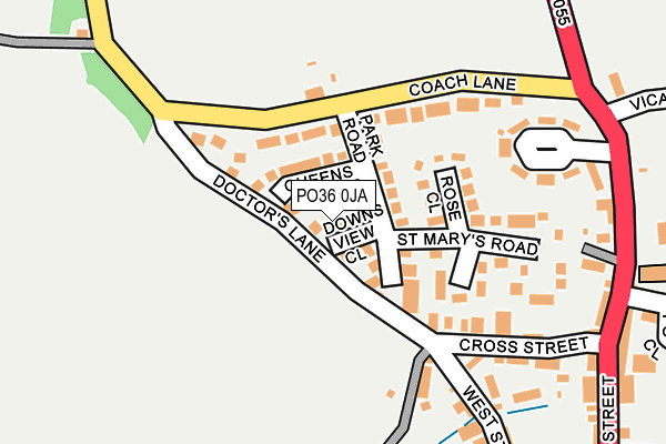 PO36 0JA map - OS OpenMap – Local (Ordnance Survey) PO36 0JA map - OS OpenMap – Local (Ordnance Survey)