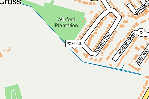 PO36 0JL map - OS OpenMap – Local (Ordnance Survey) PO36 0JL map - OS OpenMap – Local (Ordnance Survey)