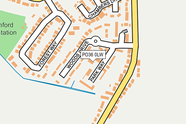 PO36 0LW map - OS OpenMap – Local (Ordnance Survey) PO36 0LW map - OS OpenMap – Local (Ordnance Survey)