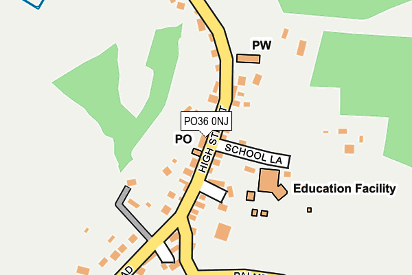PO36 0NJ map - OS OpenMap – Local (Ordnance Survey) PO36 0NJ map - OS OpenMap – Local (Ordnance Survey)