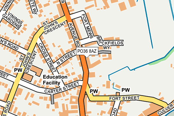 PO36 8AZ map - OS OpenMap – Local (Ordnance Survey) PO36 8AZ map - OS OpenMap – Local (Ordnance Survey)