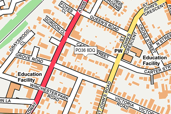 PO36 8DQ map - OS OpenMap – Local (Ordnance Survey) PO36 8DQ map - OS OpenMap – Local (Ordnance Survey)