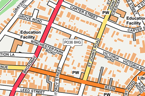 PO36 8HG map - OS OpenMap – Local (Ordnance Survey)