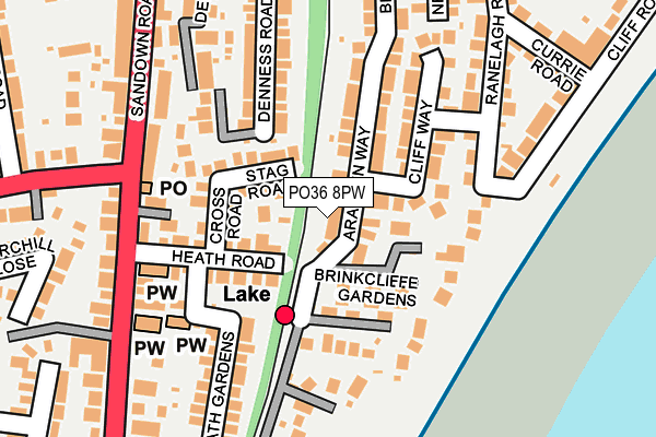 PO36 8PW map - OS OpenMap – Local (Ordnance Survey) PO36 8PW map - OS OpenMap – Local (Ordnance Survey)