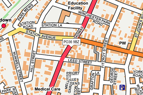 PO36 9BZ map - OS OpenMap – Local (Ordnance Survey)
