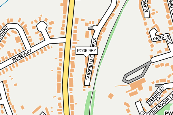 PO36 9EZ map - OS OpenMap – Local (Ordnance Survey) PO36 9EZ map - OS OpenMap – Local (Ordnance Survey)