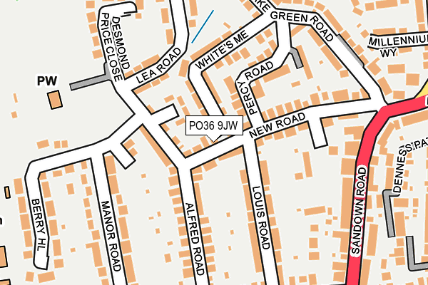 PO36 9JW map - OS OpenMap – Local (Ordnance Survey) PO36 9JW map - OS OpenMap – Local (Ordnance Survey)