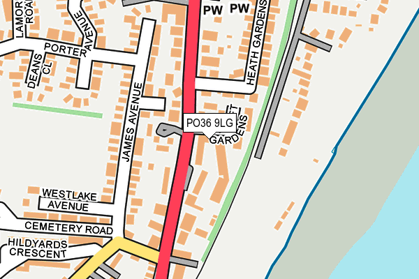 PO36 9LG map - OS OpenMap – Local (Ordnance Survey) PO36 9LG map - OS OpenMap – Local (Ordnance Survey)