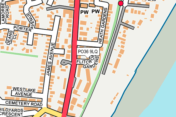PO36 9LQ map - OS OpenMap – Local (Ordnance Survey) PO36 9LQ map - OS OpenMap – Local (Ordnance Survey)