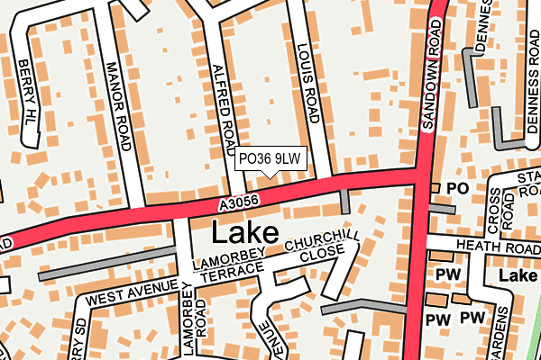 PO36 9LW map - OS OpenMap – Local (Ordnance Survey) PO36 9LW map - OS OpenMap – Local (Ordnance Survey)