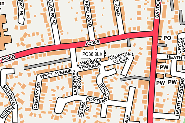 PO36 9LX map - OS OpenMap – Local (Ordnance Survey) PO36 9LX map - OS OpenMap – Local (Ordnance Survey)