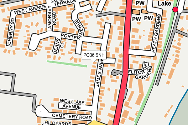 PO36 9NH map - OS OpenMap – Local (Ordnance Survey) PO36 9NH map - OS OpenMap – Local (Ordnance Survey)