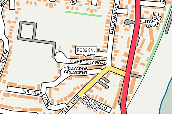 PO36 9NJ map - OS OpenMap – Local (Ordnance Survey) PO36 9NJ map - OS OpenMap – Local (Ordnance Survey)