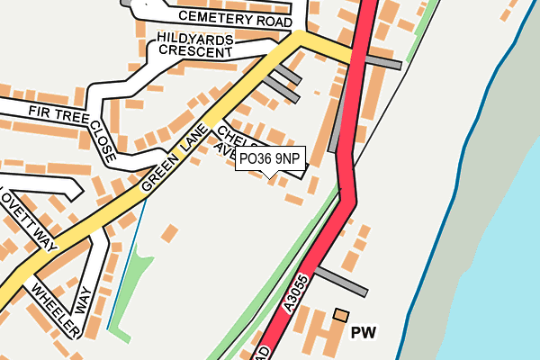 PO36 9NP map - OS OpenMap – Local (Ordnance Survey) PO36 9NP map - OS OpenMap – Local (Ordnance Survey)