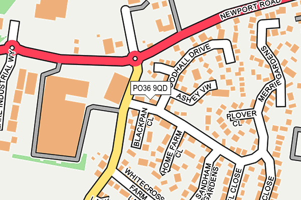 PO36 9QD map - OS OpenMap – Local (Ordnance Survey)