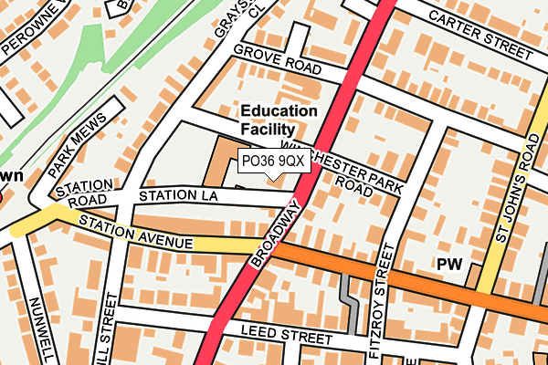 PO36 9QX map - OS OpenMap – Local (Ordnance Survey) PO36 9QX map - OS OpenMap – Local (Ordnance Survey)