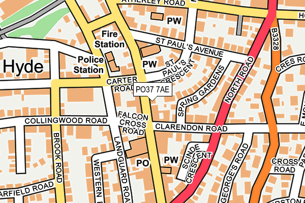 PO37 7AE map - OS OpenMap – Local (Ordnance Survey) PO37 7AE map - OS OpenMap – Local (Ordnance Survey)