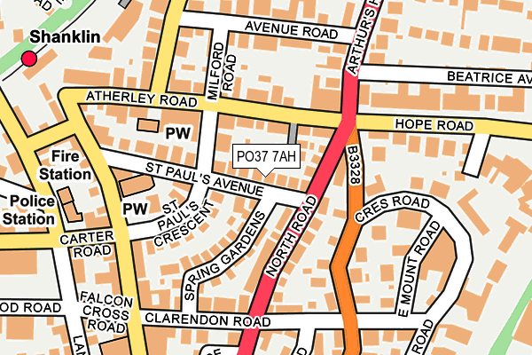 PO37 7AH map - OS OpenMap – Local (Ordnance Survey) PO37 7AH map - OS OpenMap – Local (Ordnance Survey)
