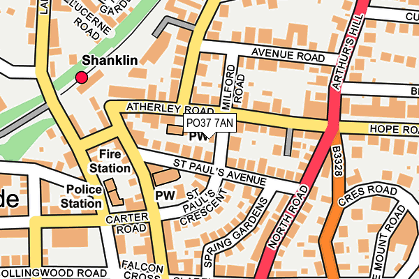 PO37 7AN map - OS OpenMap – Local (Ordnance Survey) PO37 7AN map - OS OpenMap – Local (Ordnance Survey)
