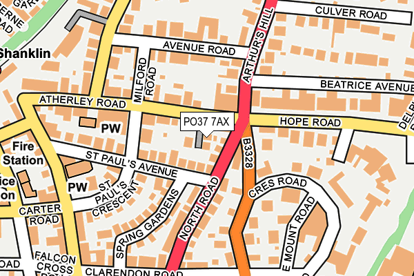 PO37 7AX map - OS OpenMap – Local (Ordnance Survey) PO37 7AX map - OS OpenMap – Local (Ordnance Survey)