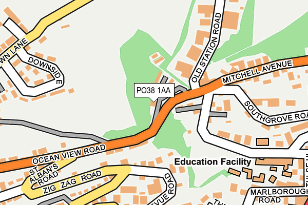 PO38 1AA map - OS OpenMap – Local (Ordnance Survey) PO38 1AA map - OS OpenMap – Local (Ordnance Survey)