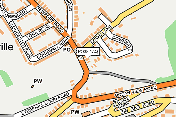 PO38 1AQ map - OS OpenMap – Local (Ordnance Survey) PO38 1AQ map - OS OpenMap – Local (Ordnance Survey)