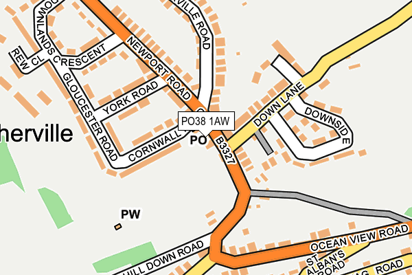 PO38 1AW map - OS OpenMap – Local (Ordnance Survey) PO38 1AW map - OS OpenMap – Local (Ordnance Survey)