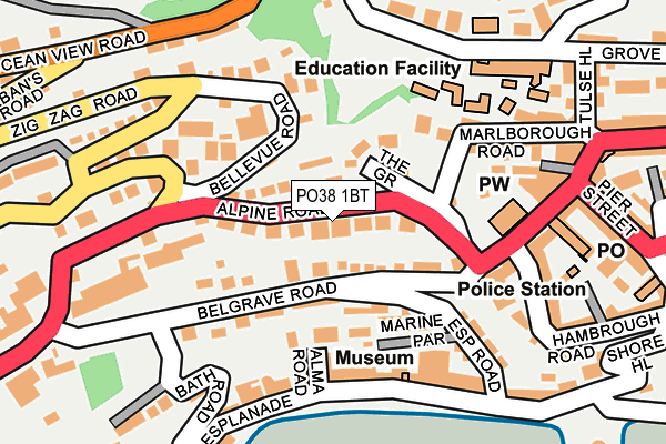 PO38 1BT map - OS OpenMap – Local (Ordnance Survey) PO38 1BT map - OS OpenMap – Local (Ordnance Survey)