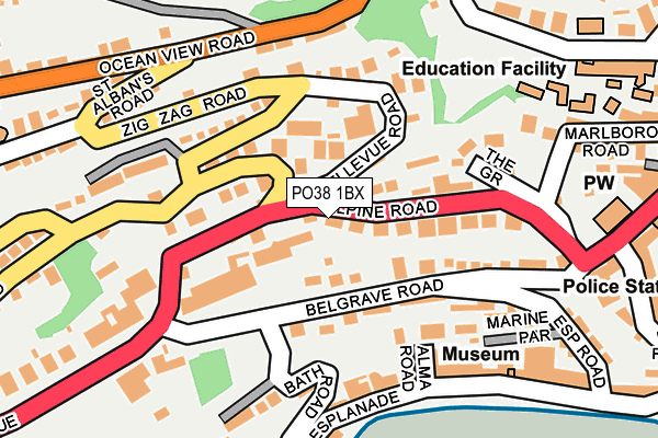 PO38 1BX map - OS OpenMap – Local (Ordnance Survey) PO38 1BX map - OS OpenMap – Local (Ordnance Survey)