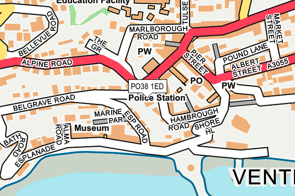 PO38 1ED map - OS OpenMap – Local (Ordnance Survey) PO38 1ED map - OS OpenMap – Local (Ordnance Survey)
