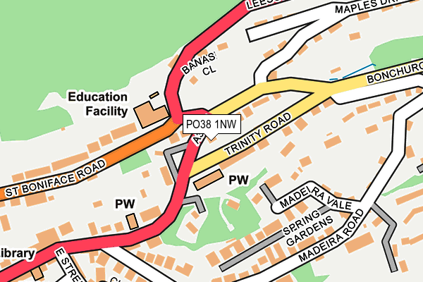 PO38 1NW map - OS OpenMap – Local (Ordnance Survey) PO38 1NW map - OS OpenMap – Local (Ordnance Survey)