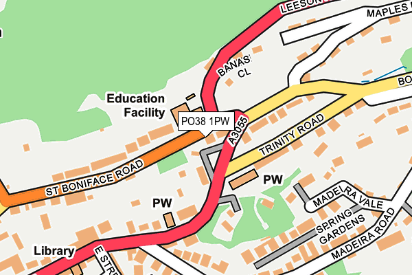 PO38 1PW map - OS OpenMap – Local (Ordnance Survey) PO38 1PW map - OS OpenMap – Local (Ordnance Survey)