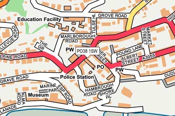 PO38 1SW map - OS OpenMap – Local (Ordnance Survey) PO38 1SW map - OS OpenMap – Local (Ordnance Survey)