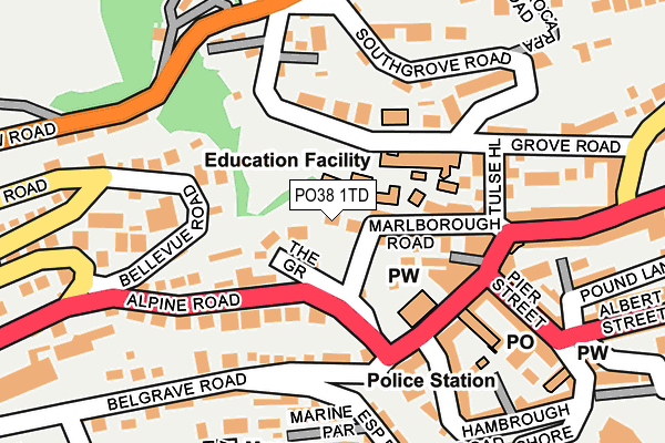 PO38 1TD map - OS OpenMap – Local (Ordnance Survey) PO38 1TD map - OS OpenMap – Local (Ordnance Survey)