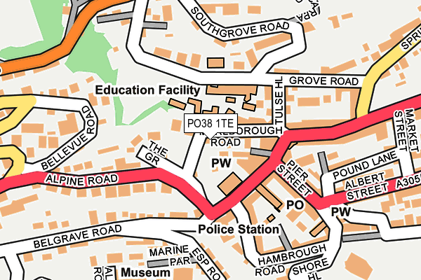 PO38 1TE map - OS OpenMap – Local (Ordnance Survey) PO38 1TE map - OS OpenMap – Local (Ordnance Survey)