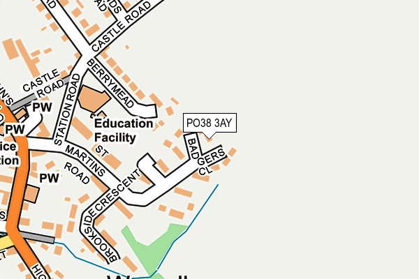PO38 3AY map - OS OpenMap – Local (Ordnance Survey) PO38 3AY map - OS OpenMap – Local (Ordnance Survey)