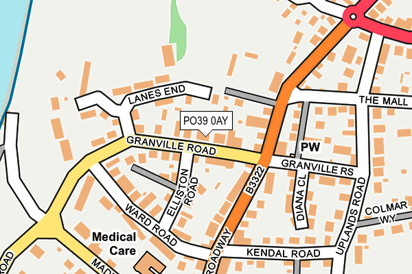 PO39 0AY map - OS OpenMap – Local (Ordnance Survey) PO39 0AY map - OS OpenMap – Local (Ordnance Survey)