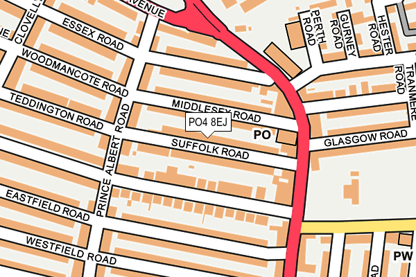 PO4 8EJ map - OS OpenMap – Local (Ordnance Survey) PO4 8EJ map - OS OpenMap – Local (Ordnance Survey)