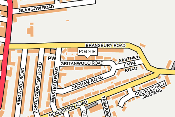 PO4 9JR map - OS OpenMap – Local (Ordnance Survey) PO4 9JR map - OS OpenMap – Local (Ordnance Survey)