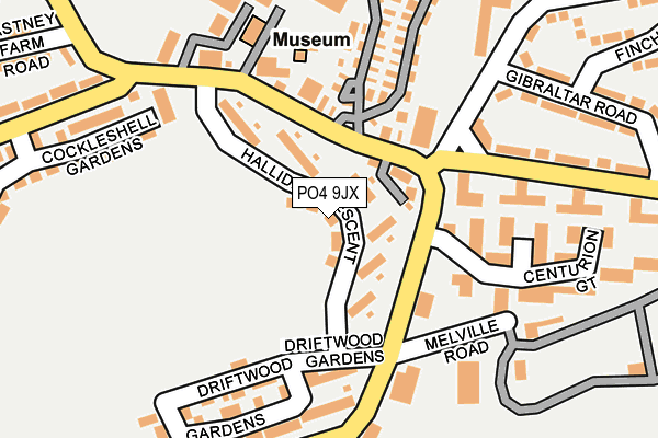 PO4 9JX map - OS OpenMap – Local (Ordnance Survey) PO4 9JX map - OS OpenMap – Local (Ordnance Survey)